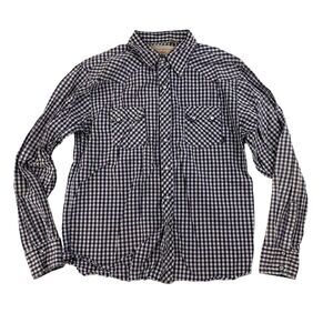 Fender Purple/Blue Plaid Button Down Shirt Pearl Snap Collared Size L Cotton